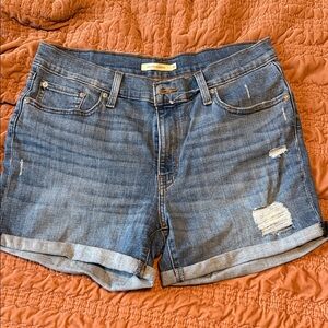Signature by Levi Strauss Distressed Blue Jean Shorts